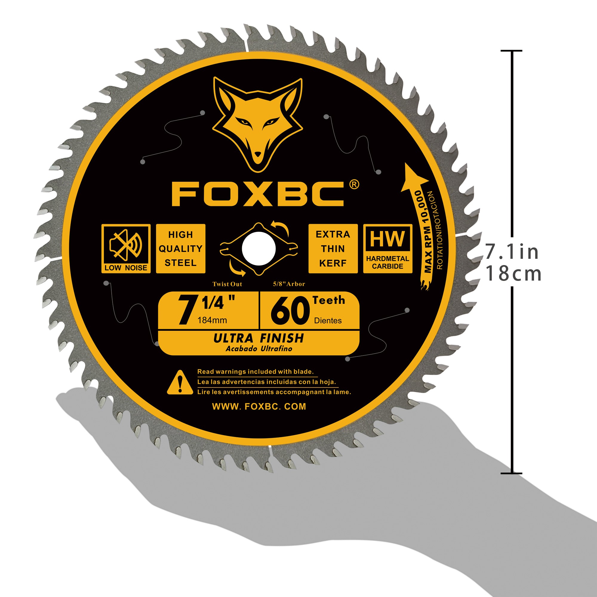 FOXBC 7-1/4" Circular Saw Blade 60-Tooth Replacement for Freud Diablo D0760A D0760X, DeWalt DWA171460
