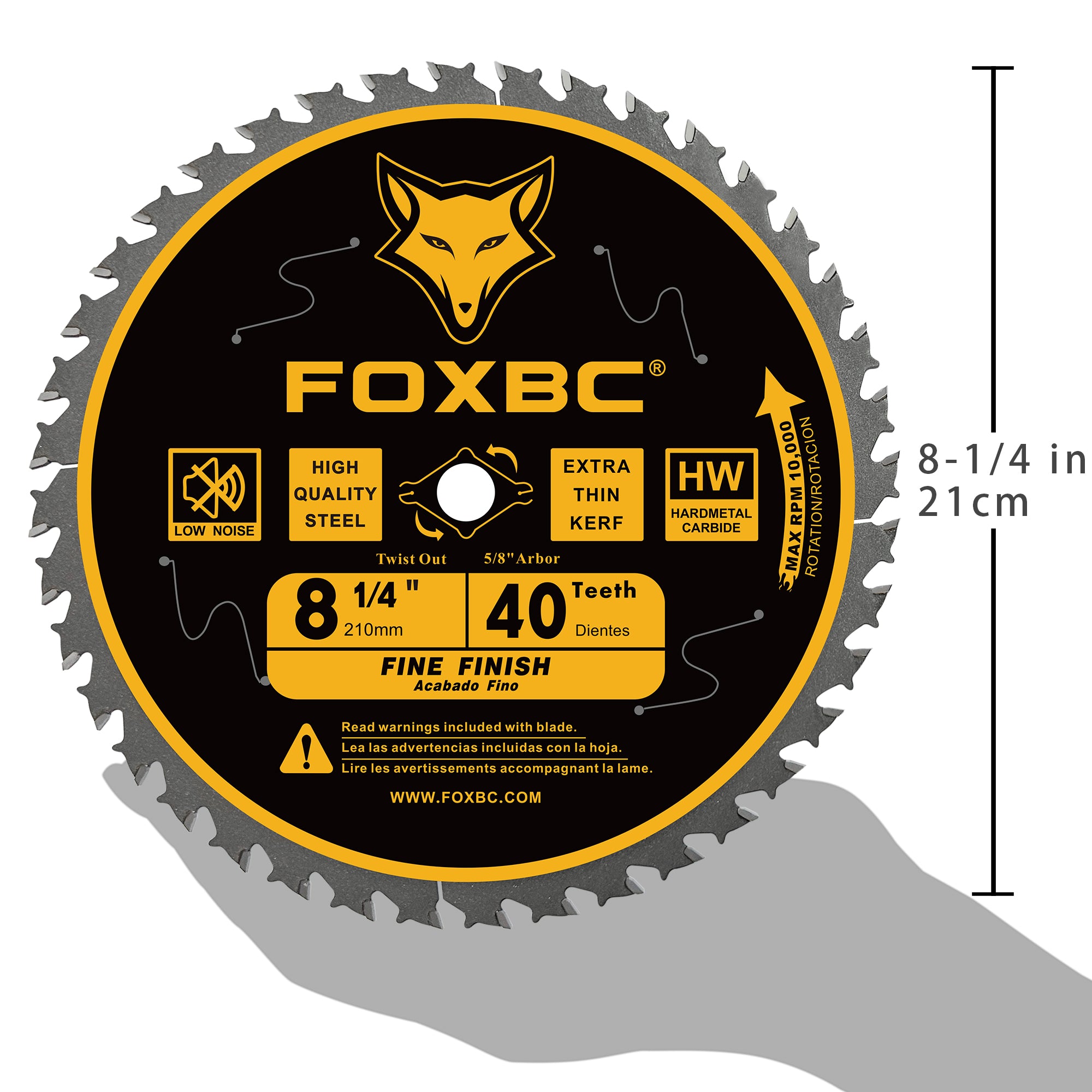 FOXBC 8-1/4" Table Saw Blade 40 Tooth Finishing Circular Saw Blade with 5/8" Arbor, Diamond Knockout