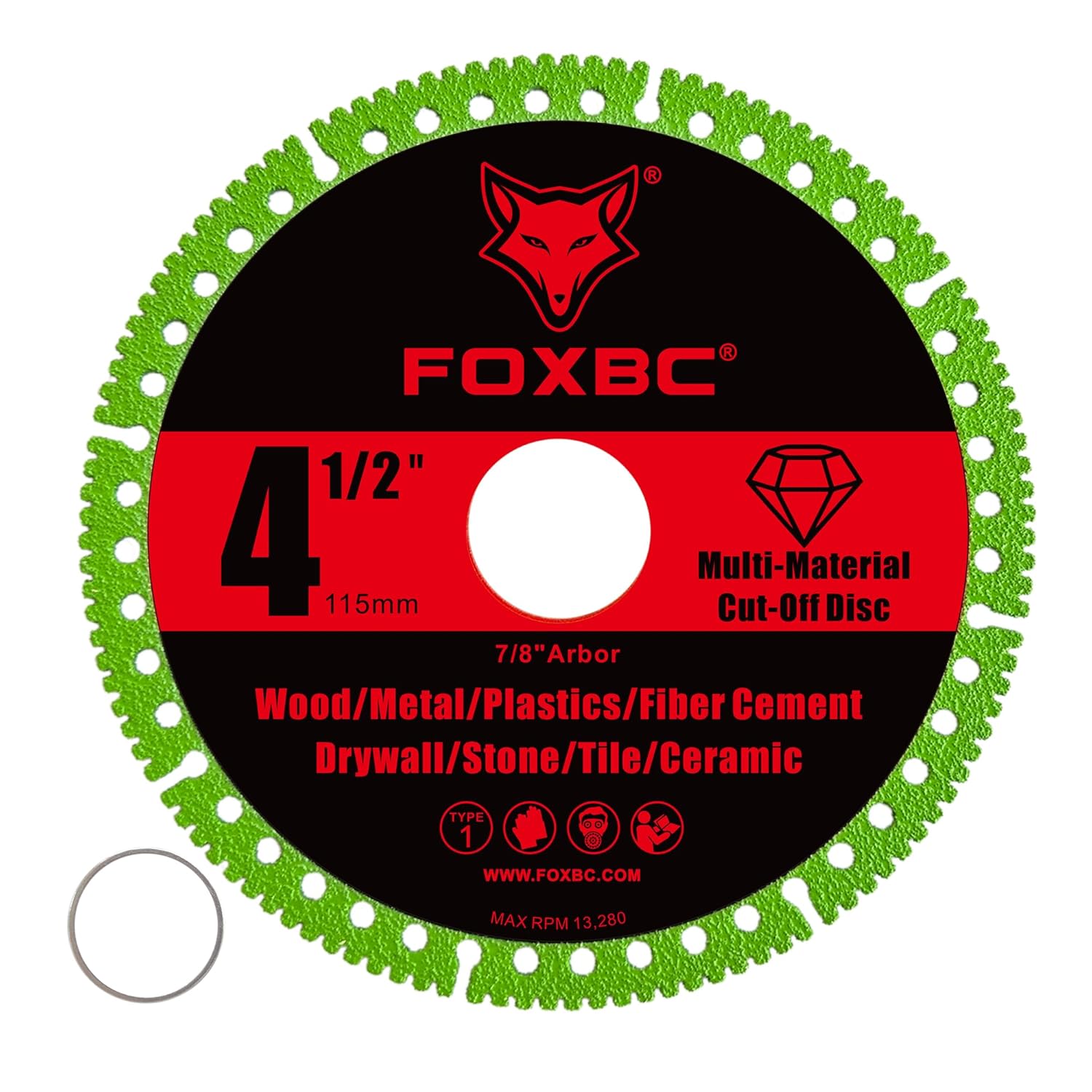 FOXBC 4-1/2 Inch Indestructible Multi-Material Cut Off Disc for Angle Grinders, 7/8" Arbor - 3 Pack