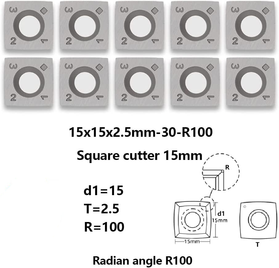 FOXBC 15mm Carbide Inserts 4"R Indexable for All Byrd Shelix Planer Cutterhead, Replacement for Byrd KN400, 10 Pack