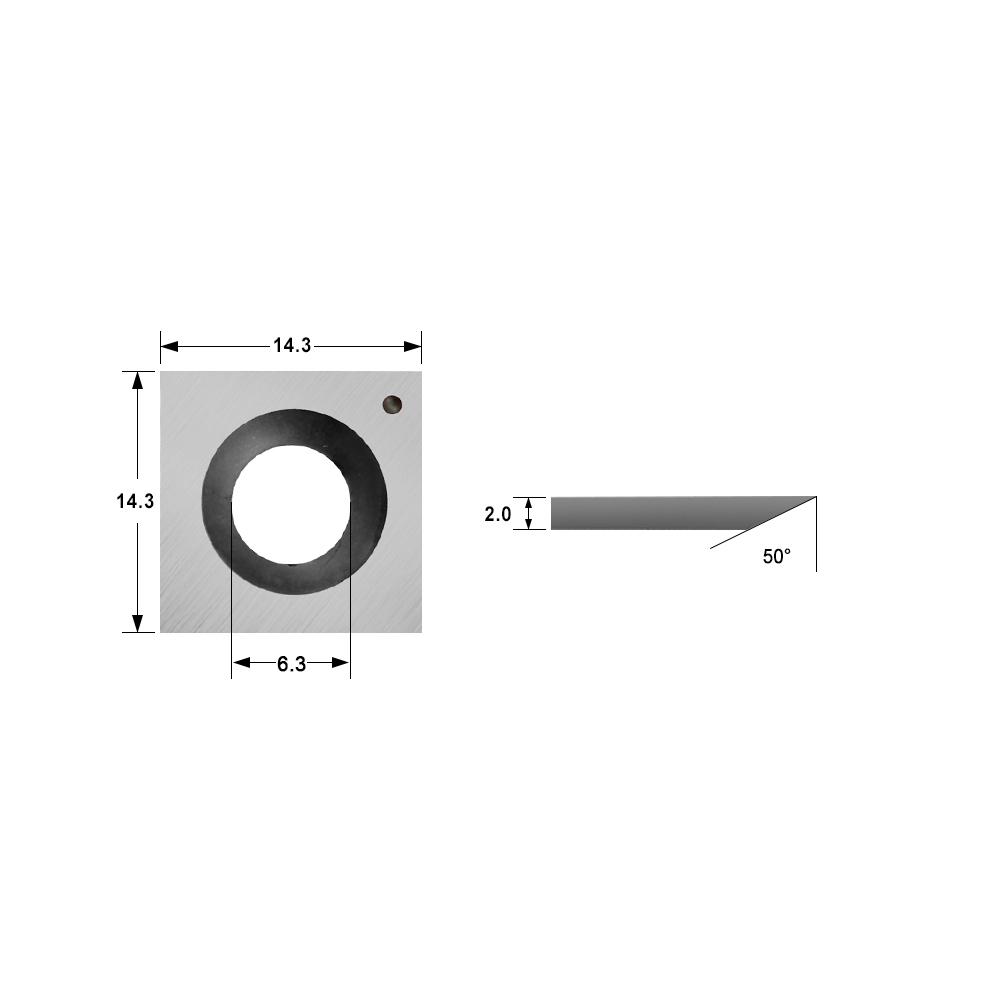 14.3mm Carbide Insert Knife 2-Edge for Carbatec Planers 14.3x14.3x2.0mm-50°